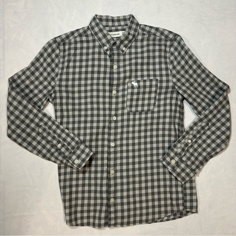 Abercrombie Kids 12 Gray and White Plaid Shirt
